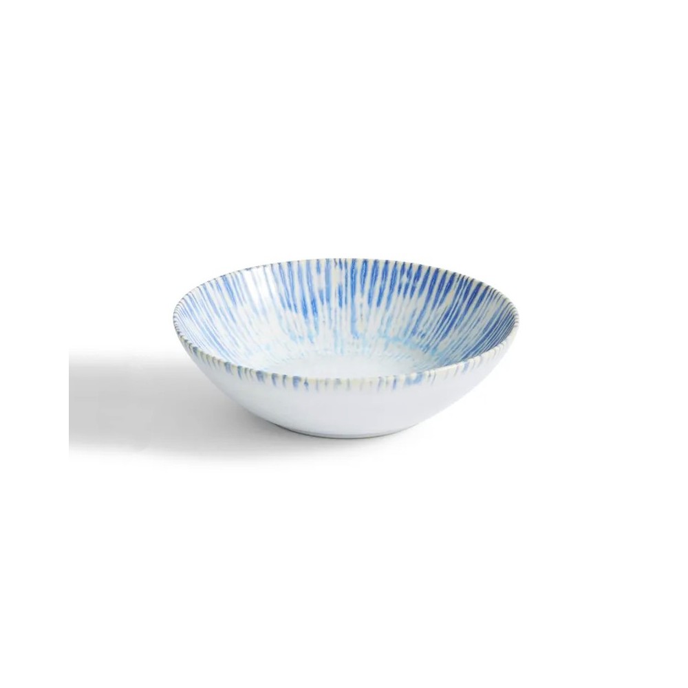 BOL DE CÉRÉALES BLANCHE ET BLEU EN GRÈS CÉRAMIQUE 17 CM