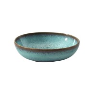 ASSIETTE CREUSE TURQUOISE EN GRÈS CÉRAMIQUE 22 CM