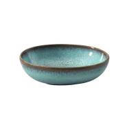 ASSIETTE CREUSE "MONACO" TURQUOISE EN GRÈS CÉRAMIQUE 17 CM