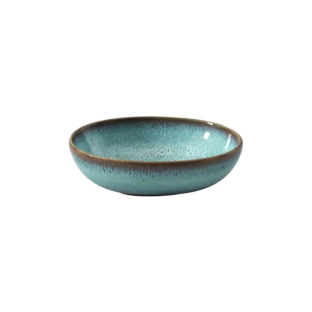 ASSIETTE CREUSE TURQUOISE EN GRÈS CÉRAMIQUE 22 CM