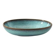 ASSIETTE CREUSE "MONACO" TURQUOISE EN GRÈS CÉRAMIQUE 22 CM