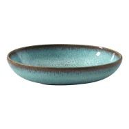 ASSIETTE CREUSE "MONACO" TURQUOISE EN GRÈS CÉRAMIQUE 22 CM