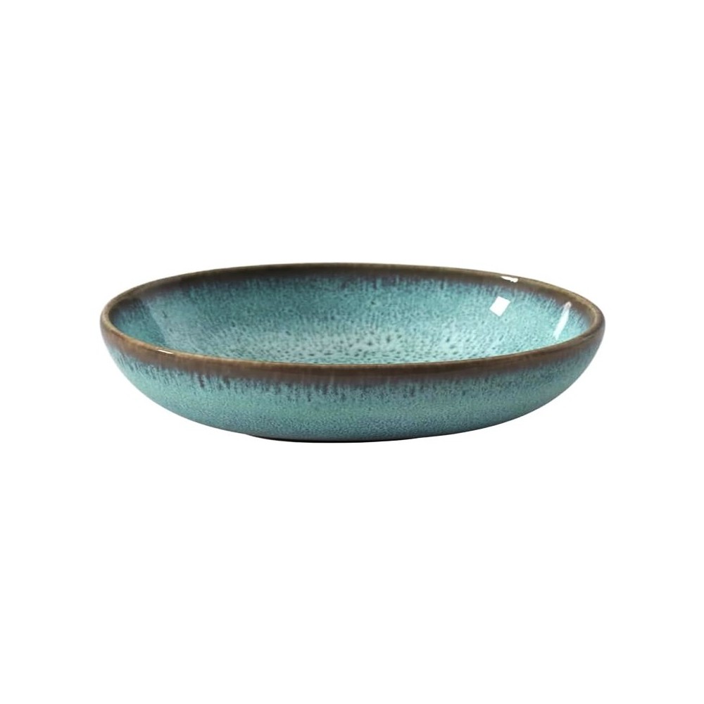 ASSIETTE CREUSE "MONACO" TURQUOISE EN GRÈS CÉRAMIQUE 22 CM