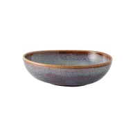 ASSIETTE CREUSE "LAVE BEIGE" GRIS BLEUTÉ EN GRÈS CÉRAMIQUE 17 CM