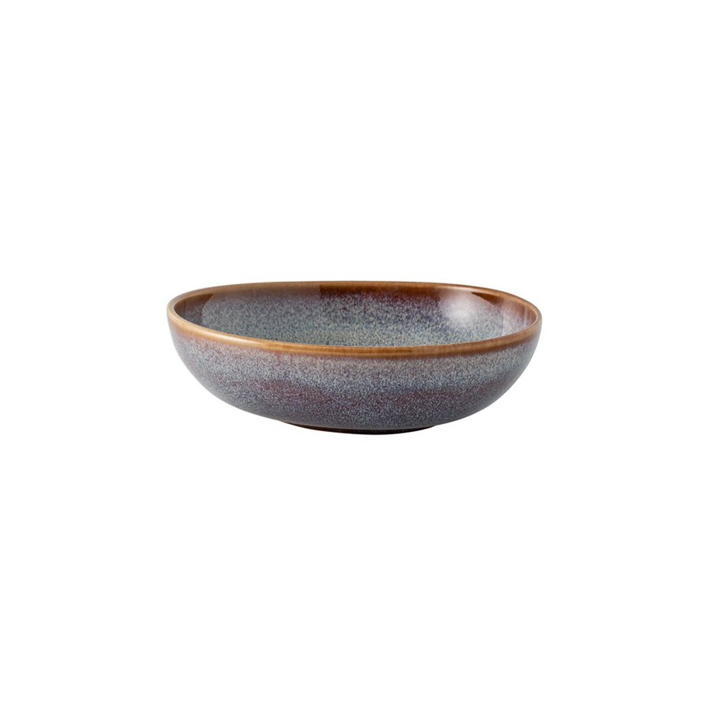 ASSIETTE CREUSE "LAVE BEIGE" GRIS BLEUTÉ EN GRÈS CÉRAMIQUE 17 CM