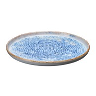 PLAT PIZZA BLEU ET BLANC MATE EN GRÈS CÉRAMIQUE 28 CM