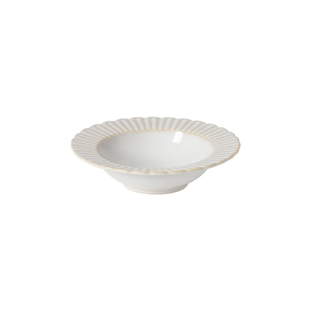 ASSIETTE CREUSE BLANCHE À BORD FESTONNÉ EN GRÈS CÉRAMIQUE 23 CM