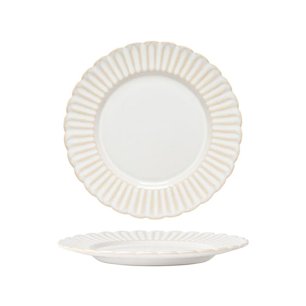 ASSIETTE À DESSERT PLATE BLANCHE EN GRÈS CÉRAMIQUE 22 CM