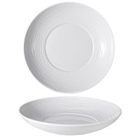 ASSIETTE CREUSE BLACHE DESIGN VAGUES EN PORCELAINE Ø 29 CM