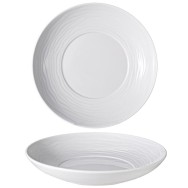 ASSIETTE CREUSE BLACHE DESIGN VAGUES EN PORCELAINE Ø 29 CM