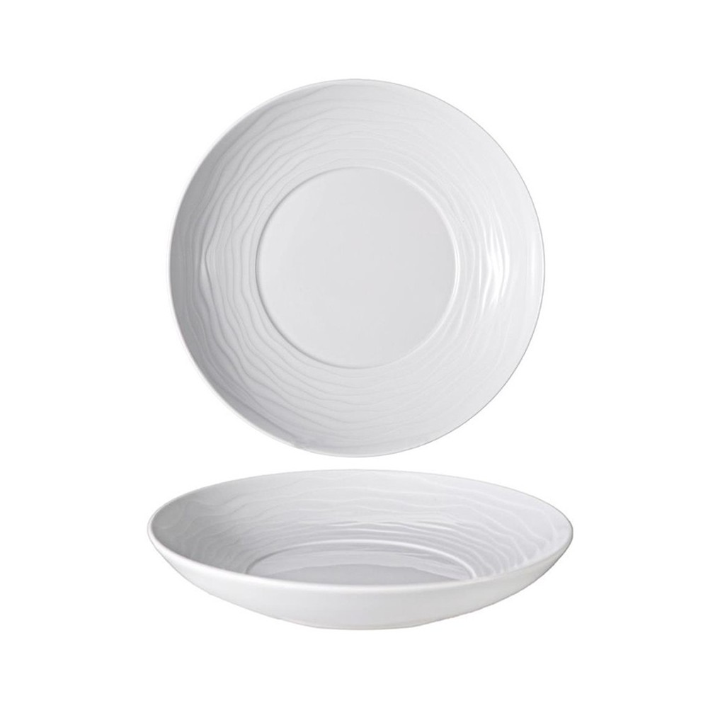 ASSIETTE CREUSE BLACHE DESIGN VAGUES EN PORCELAINE Ø 29 CM