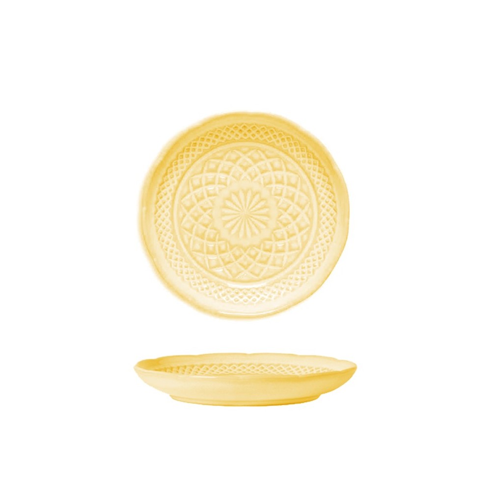 ASSIETTE À DESSERT JAUNE PAILLE EN CÉRAMIQUE 15 CM