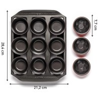 SET DE 12 MOULES À MUFFINS AVEC SUPPORT - TEFAL Creabake