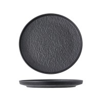 ASSIETTE À DESSERT NOIR MATE EFFET ROCHE EN GRÈS CÉRAMIQUE 22 CM