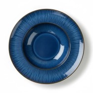 ASSIETTE À PÂTES BLEU MOTIF STRIÉ EN GRÈS CÉRAMIQUE 27 CM