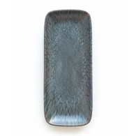 ASSIETTE RECTANGULAIRE GRIS EFFET CRAQUELÉ EN CÉRAMIQUE 28x11 CM