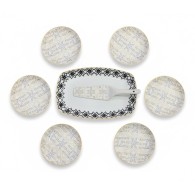 SERVICE À GATEAU NOIRE RECTANGULAIRE COMPOSÉ DE 8 PIÈCES