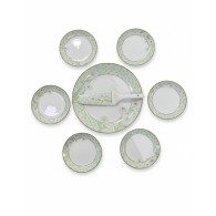 SERVICE À GATEAU VERT ROND COMPOSÉ DE 8 PIÈCES