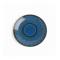 ASSIETTE À DESSERT BLEU MOTIF STRIÉ EN GRÈS CÉRAMIQUE 16 CM