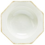 SALADIER BLANC "Luzia" FORME OCTOGONAL EN GRÈS CÉRAMIQUE 33 CM