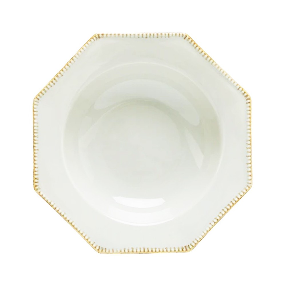 SALADIER BLANC "Luzia" FORME OCTOGONAL EN GRÈS CÉRAMIQUE 33 CM