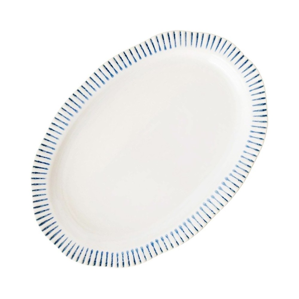 PLAT DE SERVICE OVALE BLANCHE EN GRÈS CÉRAMIQUE 44x31 CM