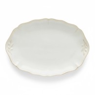 PLAT OVALE BLANC IVOIRE EN GRÈS CÉRAMIQUE 32x22 CM