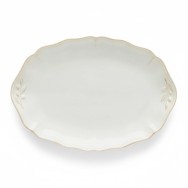 PLAT OVALE BLANC IVOIRE EN GRÈS CÉRAMIQUE 32x22 CM