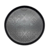 PLAT PIZZA GRIS NIRE MATE EN GRÈS CÉRAMIQUE 28 CM