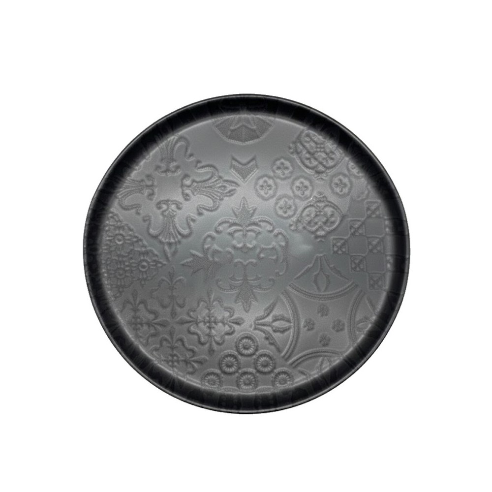 PLAT PIZZA GRIS NIRE MATE EN GRÈS CÉRAMIQUE 28 CM