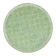 PLAT PIZZA VERT MENTHE MOTIF FLORAL EN GRÈS CÉRAMIQUE 32 CM