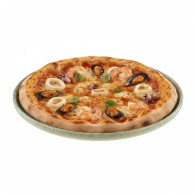 PLAT PIZZA VERT MENTHE MOTIF FLORAL EN GRÈS CÉRAMIQUE 32 CM