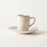 TASSE À CAFÉ 75 ML + SOUCOUPE EN GRÈS CÉRAMIQUE BLANCHE