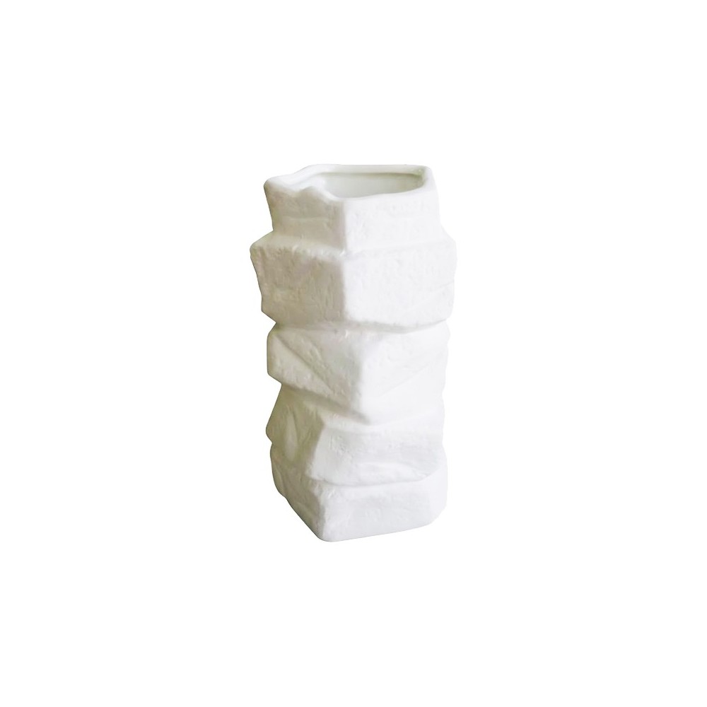 VASE DÉCORETIF BLANC EFFET PIERRE 25 CM