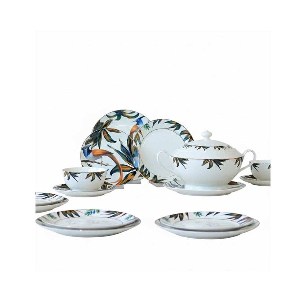 SERVICE SOUPIÈRE À TABLE MOTIFS FORÊT DE 25 PIÈCES