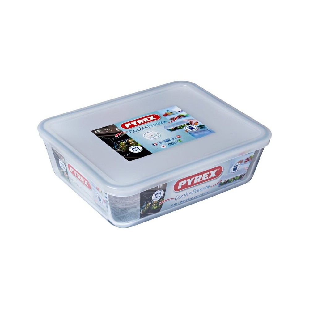 PLAT EN VERRE PYREX COOK & FREEZE AVEC COUVERCLE - 1,5 L