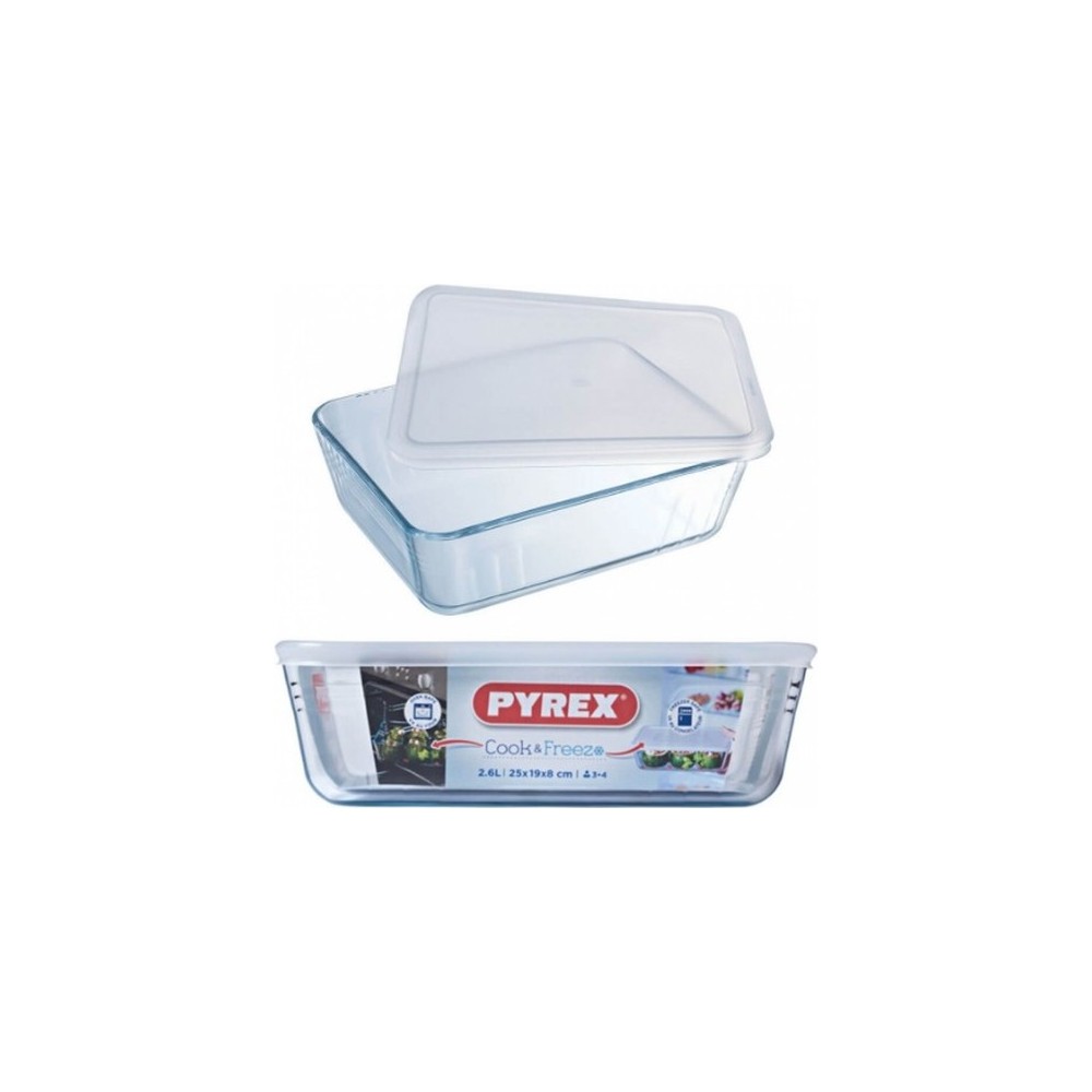 PLAT EN VERRE PYREX COOK & FREEZE AVEC COUVERCLE - 2,6 L