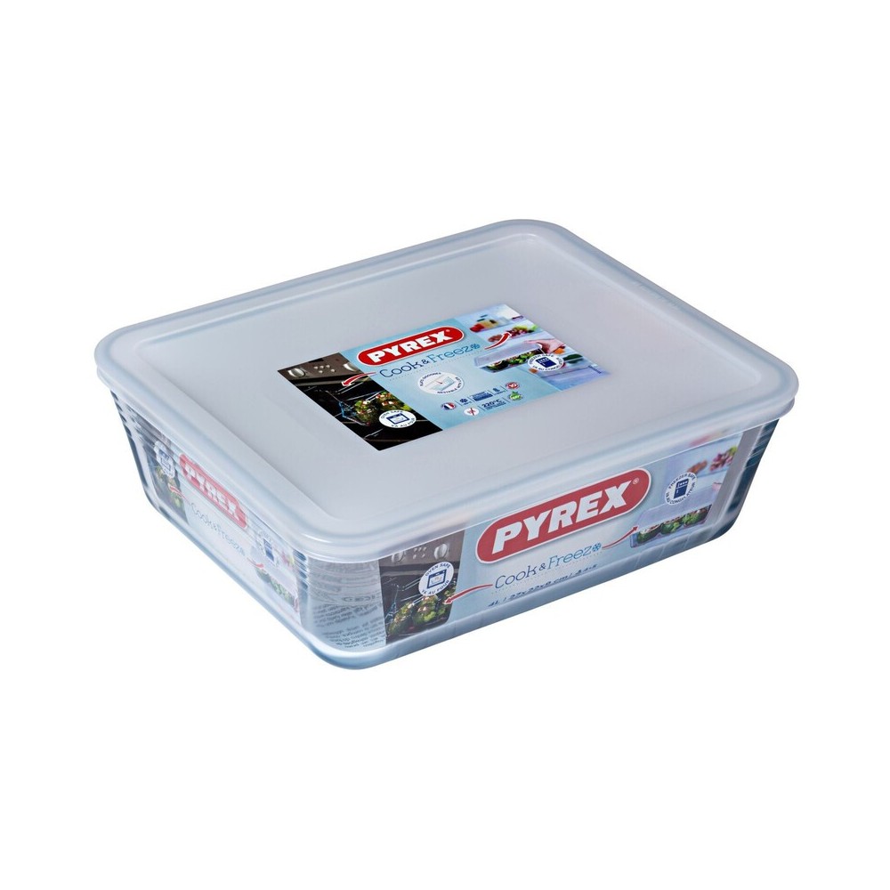 PLAT EN VERRE PYREX COOK & FREEZE AVEC COUVERCLE - 4 L